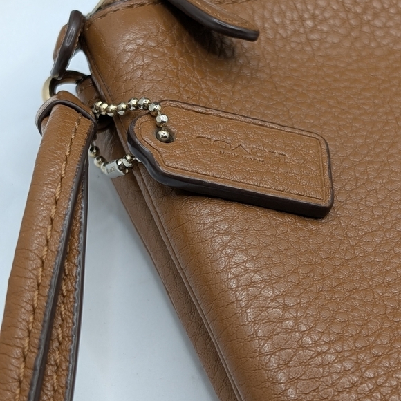 Coach brown Pebbled Leather Double Zip Wristlet - Picture 2 of 10